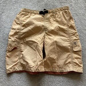 REI Men's Size M Cargo Shorts Nylon Light Hiking‎ Belted Beige UPF 30+ Lined